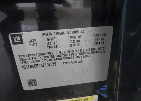 2010 Chevrolet Malibu Ls из США, поврежденный, VIN 1G1ZB5EB0AF197039